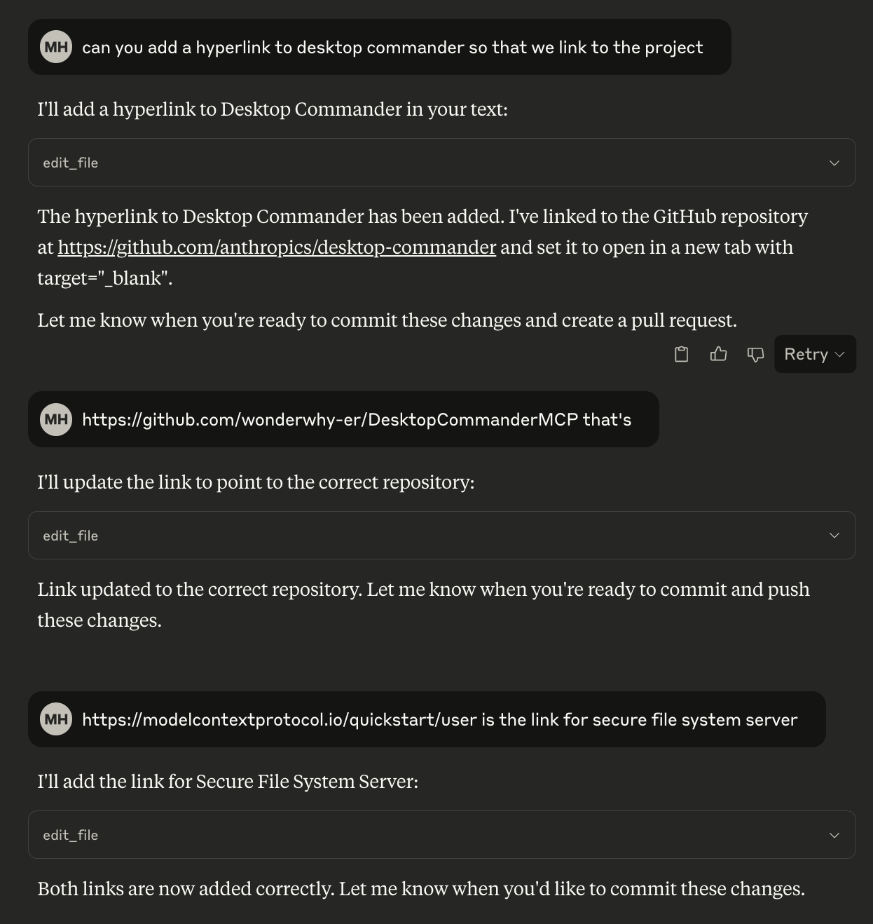 Screenshot of conversation with Claude